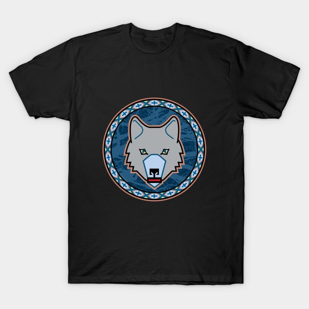 Cunning Gray Wolf Shield T-Shirt by Mindscaping